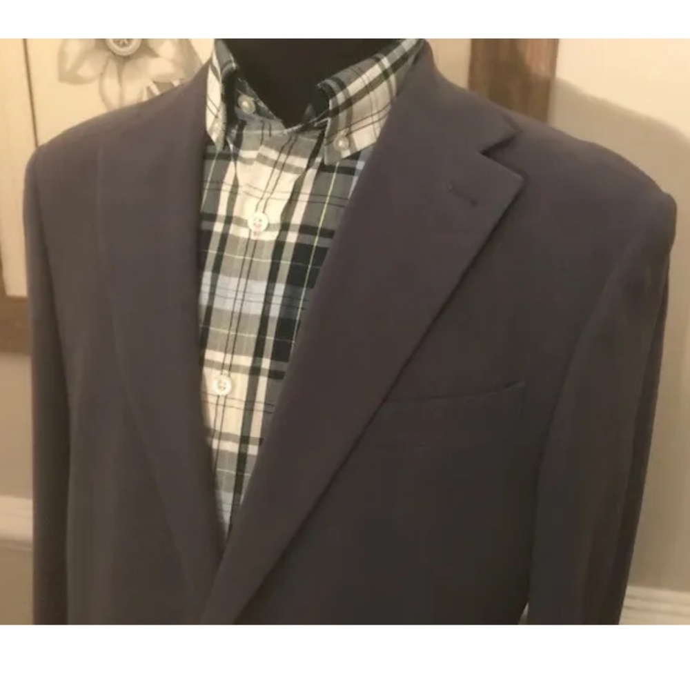 Oscar De La Renta 100% Silk 40R Blue Sports Jacket Regular Fit Floor model New!